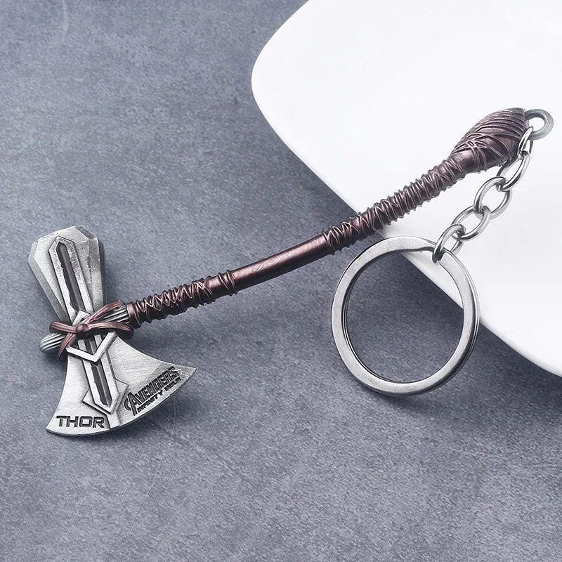 Superhero Movie Thor Love and Thunder Cosplay Stormbreaker Axe Metal Keychain Bag Pendant Key Chain Jewelry Accessories Prop