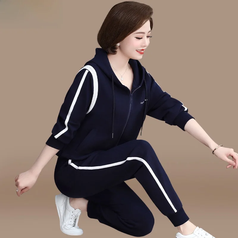 

Faionable Sportswear Set for Mom Autumn Casual Women's Large Size Sweatirt Two-Piece Set Middle-Aged And ly Spring A...