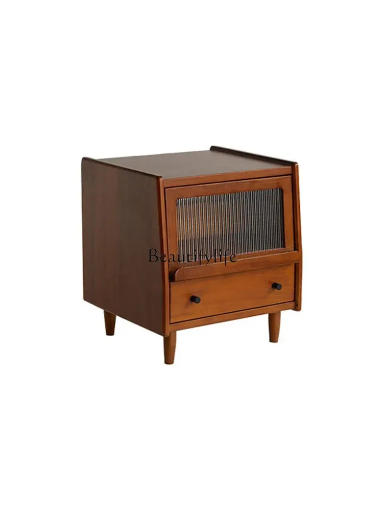 

LD6Antique Style Solid Wood Bedside Cabinet Small Apartment Good-looking Small Ultra Narrow Bedside Cabinet