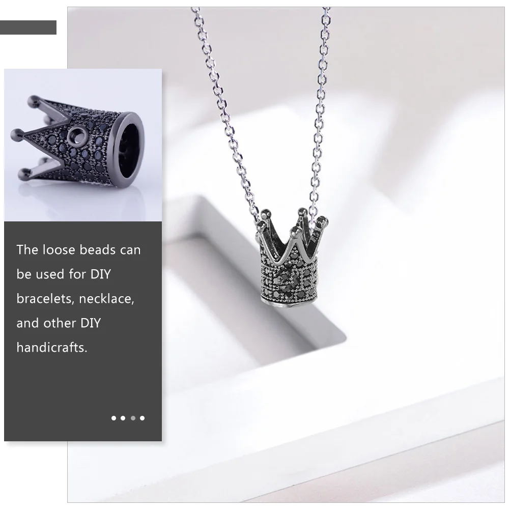 

10 Pcs Necklaces Crown Beaded Accessories Round Spacer Beads Pendant Jewelry Charms Black for Making