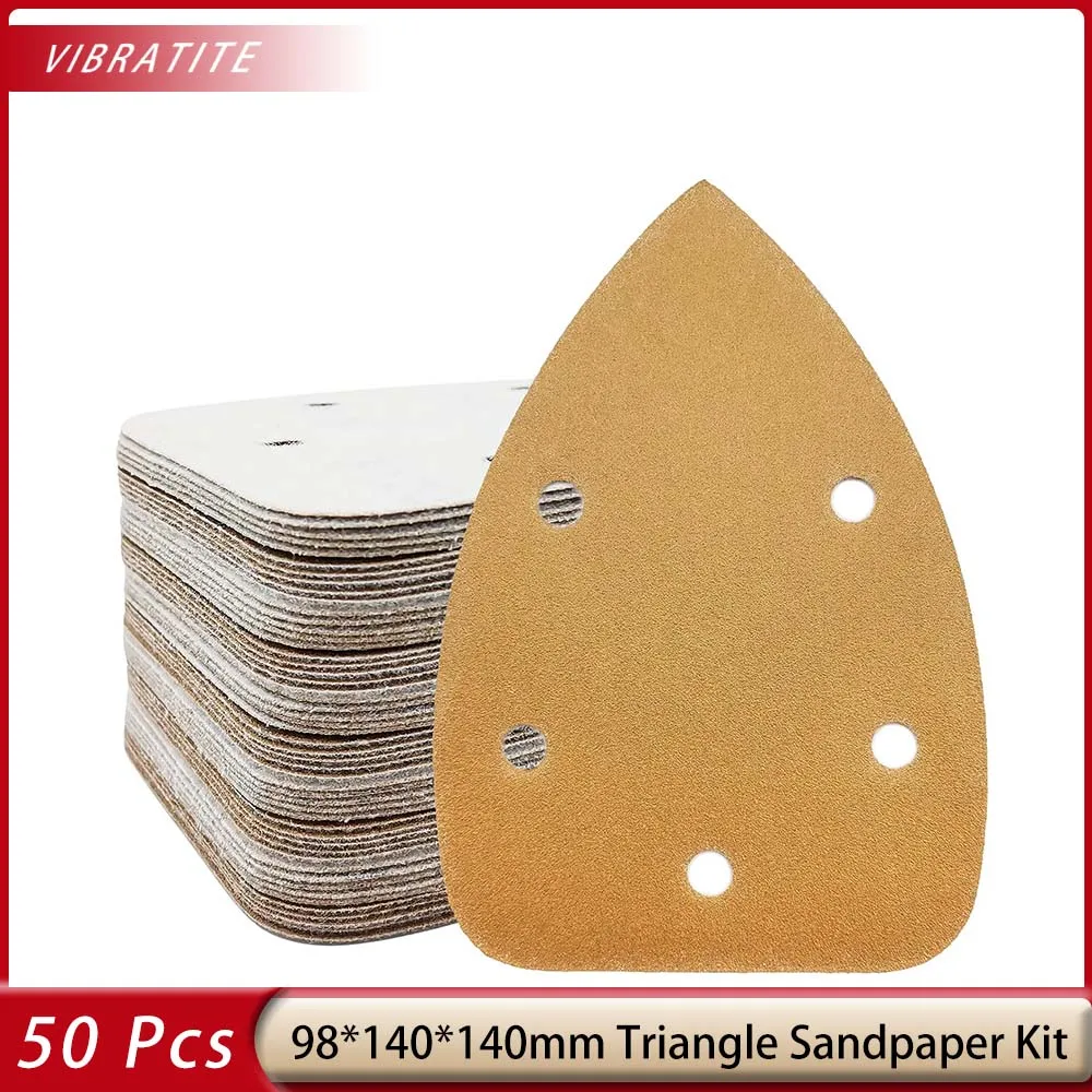 

50 Pcs140x98x98MM 5 Hole Mouse Detail Sander Sandpaper 60-320 Grit Mouse Sandpaper Hook and Loop Sander Pads Sanding Sheets