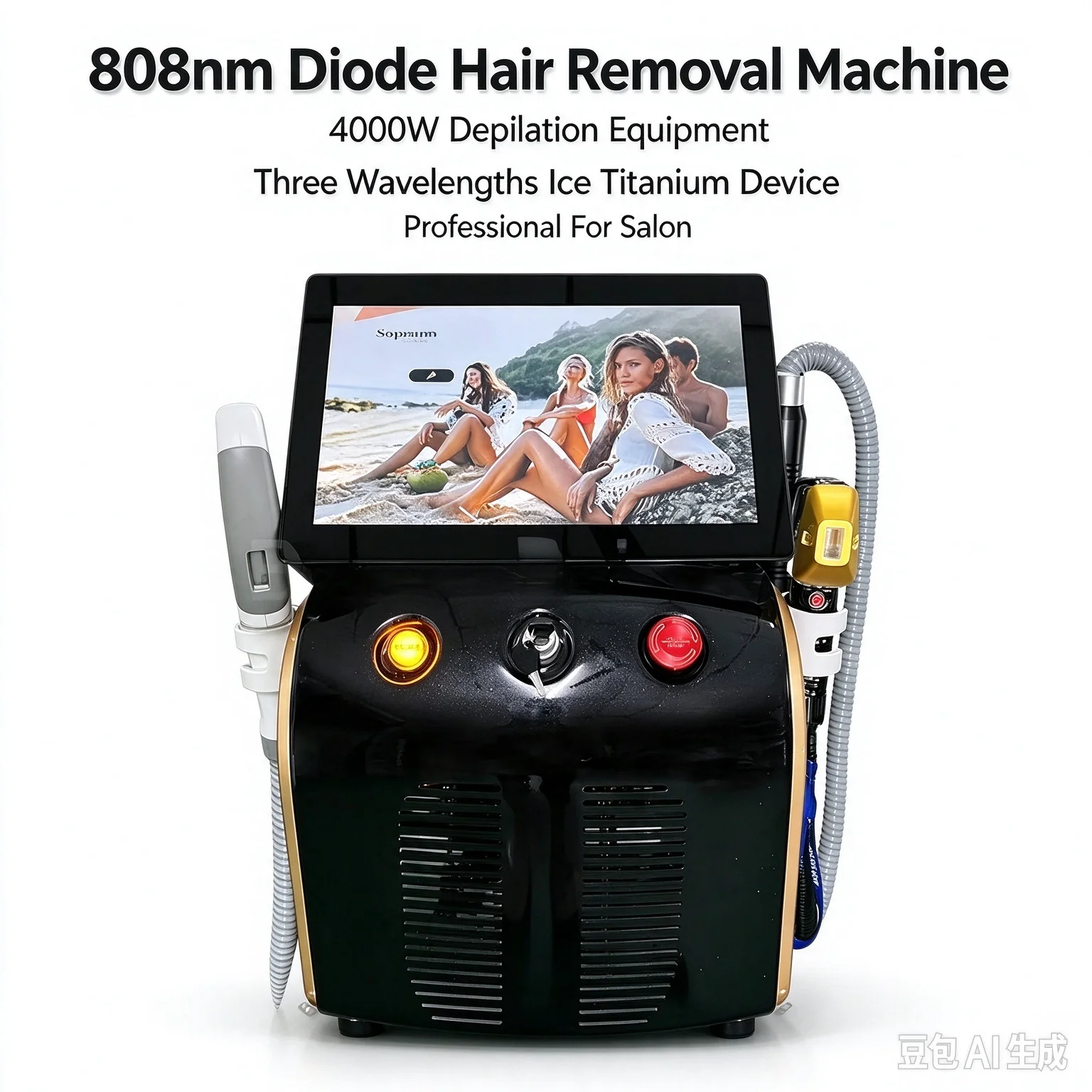 808nm Diode   Hair Removal Machine 4000w Depilation Equipment Three Wavelengths Ice Titanium Device Professional  For Salon