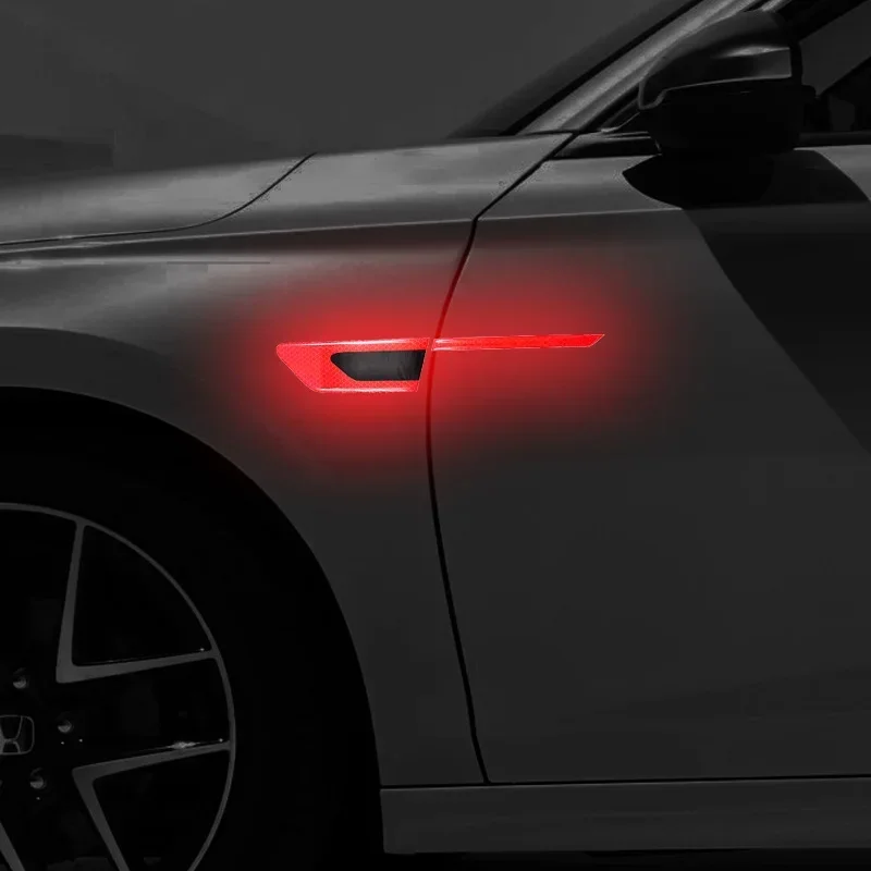2pcs Car Side Bumper Reflective Stickers Reflective Warning Strip Tape Secure Reflector Stickers Decals Safety Warnin