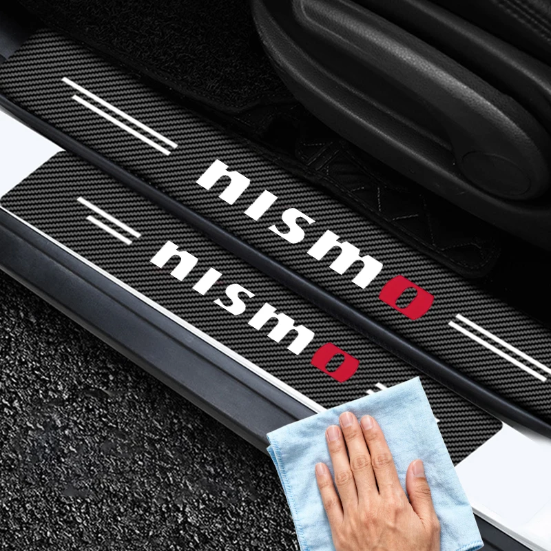 

Новые наклейки-защита для порогов дверей автомобиля из углеродного волокна, водонепроницаемые, для Nismo Nissan Juke Tiida Teana GTR 350Z 370Z 240SX Fairlady