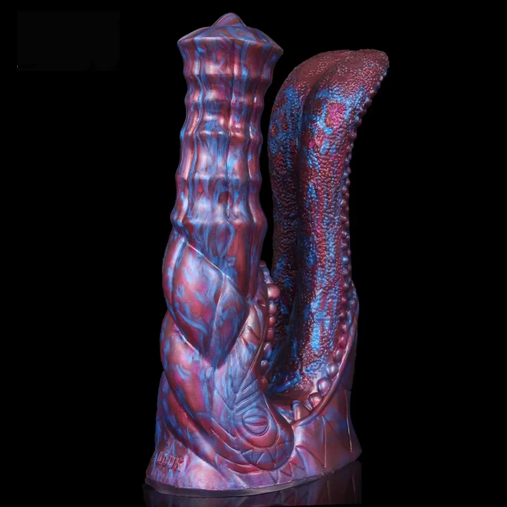 FAAK Large Double Dildo Fantasy Animal Penis Silicone Multi Color Huge Anal Plug Sex Toys For Lesbian Female Masturbator