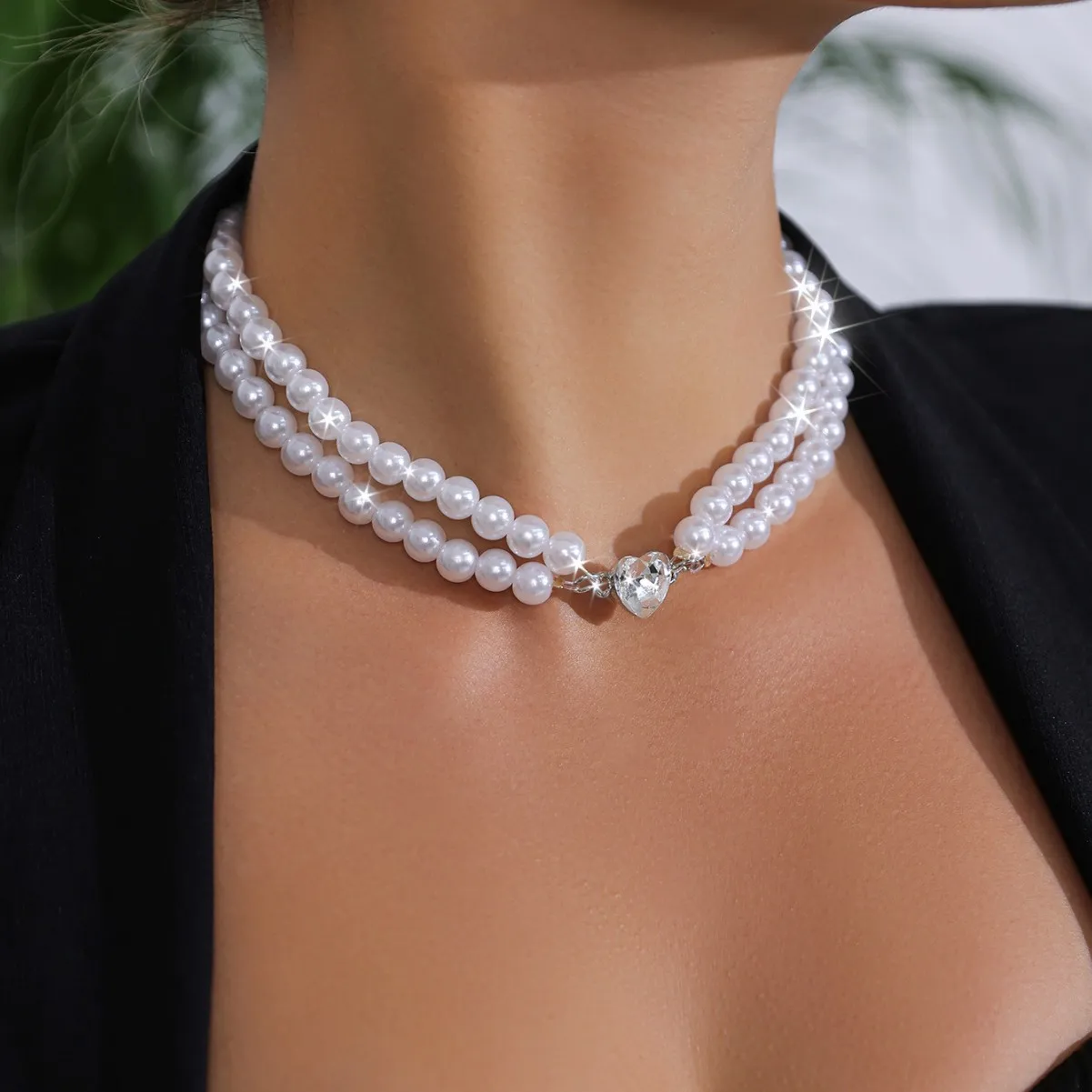 Women'S Decorations Pearl Handmade Accessories Necklace Fashion Exaggerated Chain Necklace Outdoor Beauty Photo Jewelry