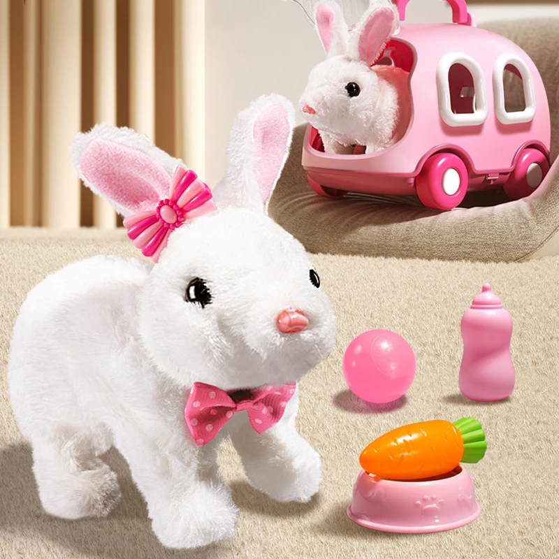 

Интерактивная танцующая и ходячая игрушка-кролик, плюшевый электронный питомец для детей, анимированная движущаяся игрушка-животное в подарок на день рождения для мальчиков и девочек