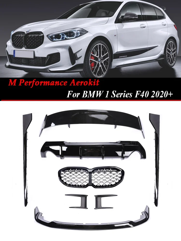 Gloss Black M Performance Aero Kit For BMW 1 Series F40 M Tech Body Kit Rear Bumper Diffuser Spoiler 2019-2022 Accessories