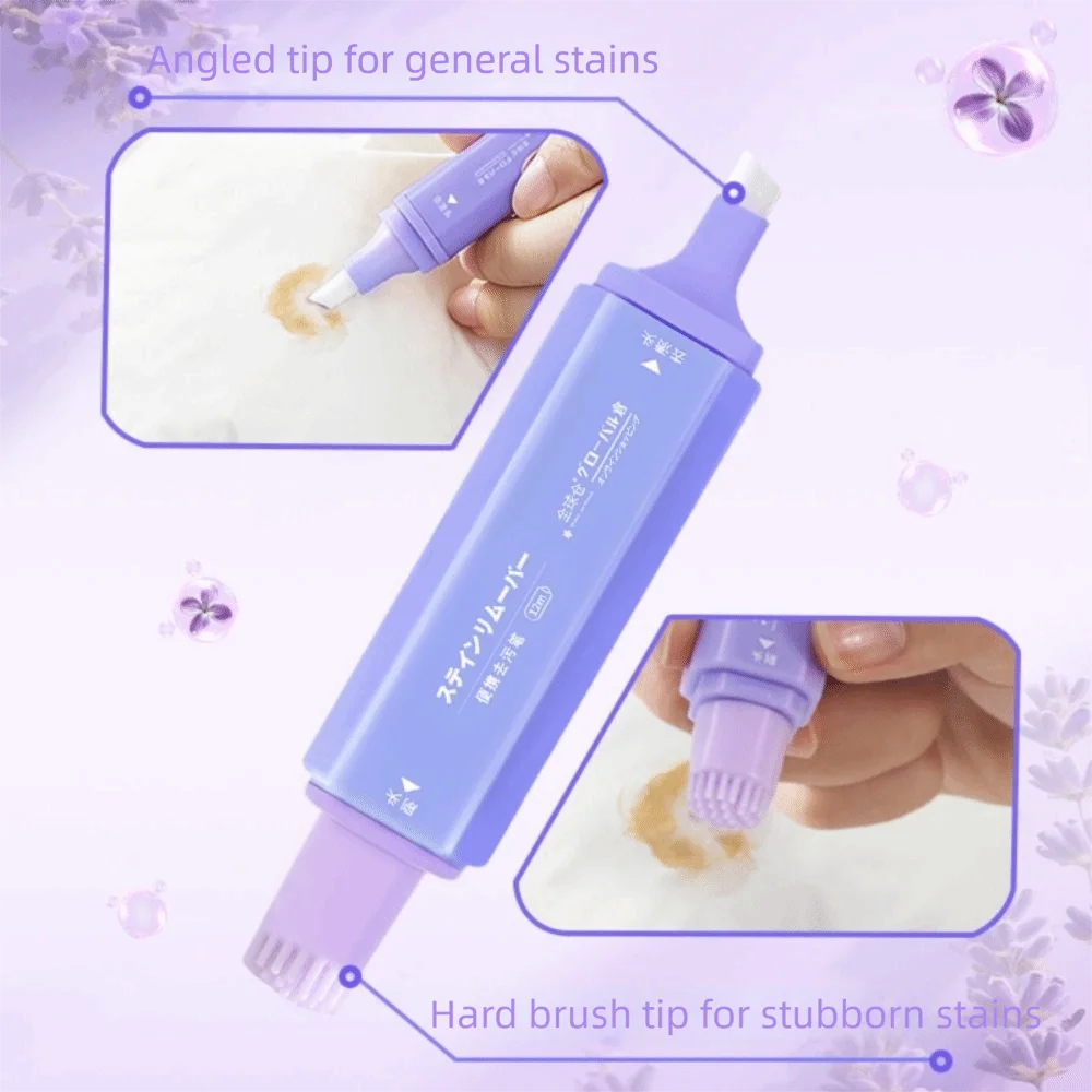 12ml Stain Remover Pen Instant Double Head Emergency Stain Remover Portable with Brush Head Oil Remover Stick Household Cleaning