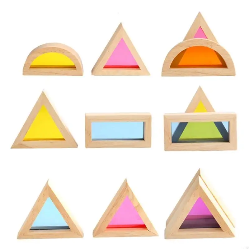 F62d 24pcs/conjunto Blocos construção caleidoscópicos com tábua acrílico colorida brinquedos educacionais para