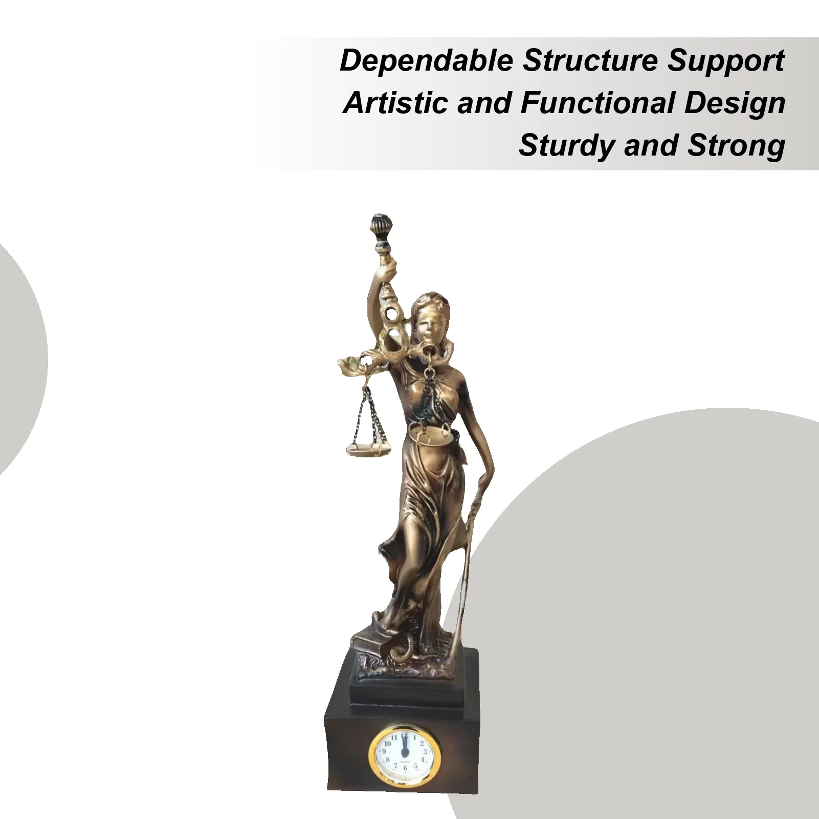 

Фигурки Леди Справедливости, фигурка из смолы, украшение с часами, настольная скульптура, ремесло для домашнего офиса, кабинета, гостиной, спальни