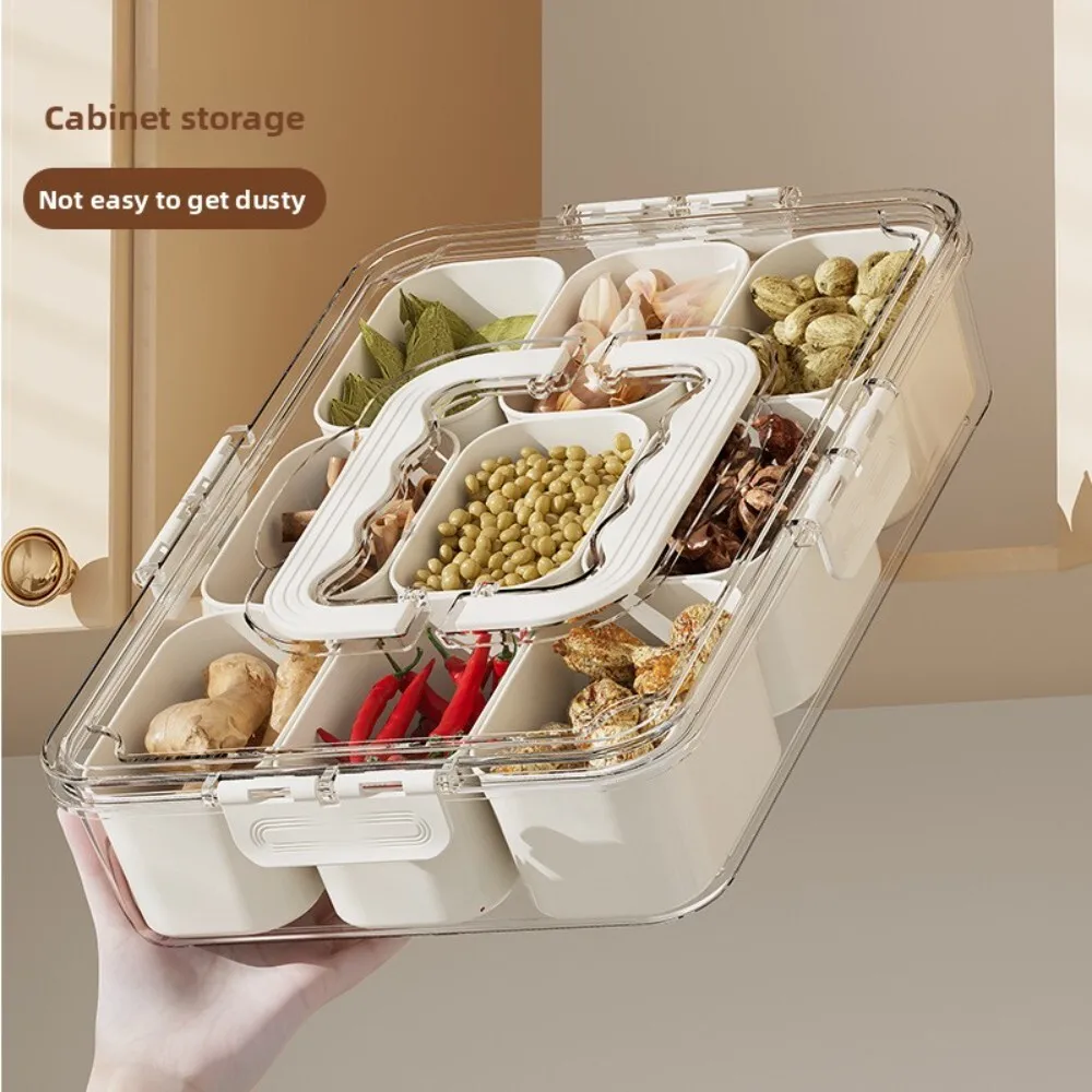 

Portable Multi Compartment Storage Container for Kitchen Seasoning Fruit Fresh Keeping Hand Held Spice Box Durable Plastic