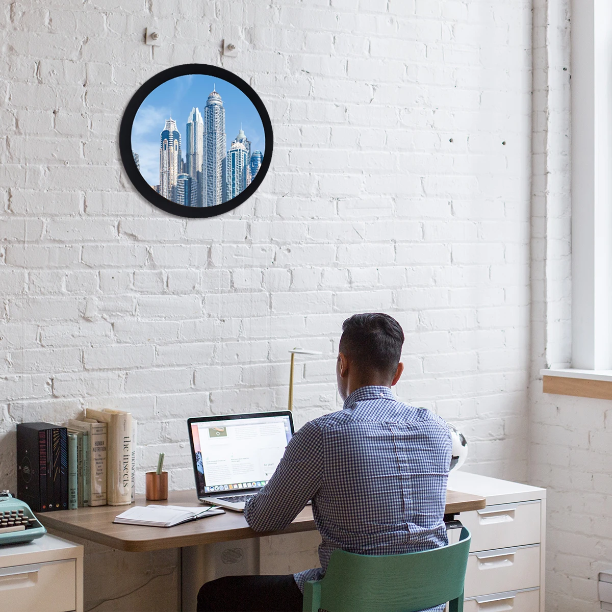 Wooden Round Photo Frame Creative Wall hanging Picture Frame Nordic style DIY Wall Mount Picture Holder multiuse Home room deco