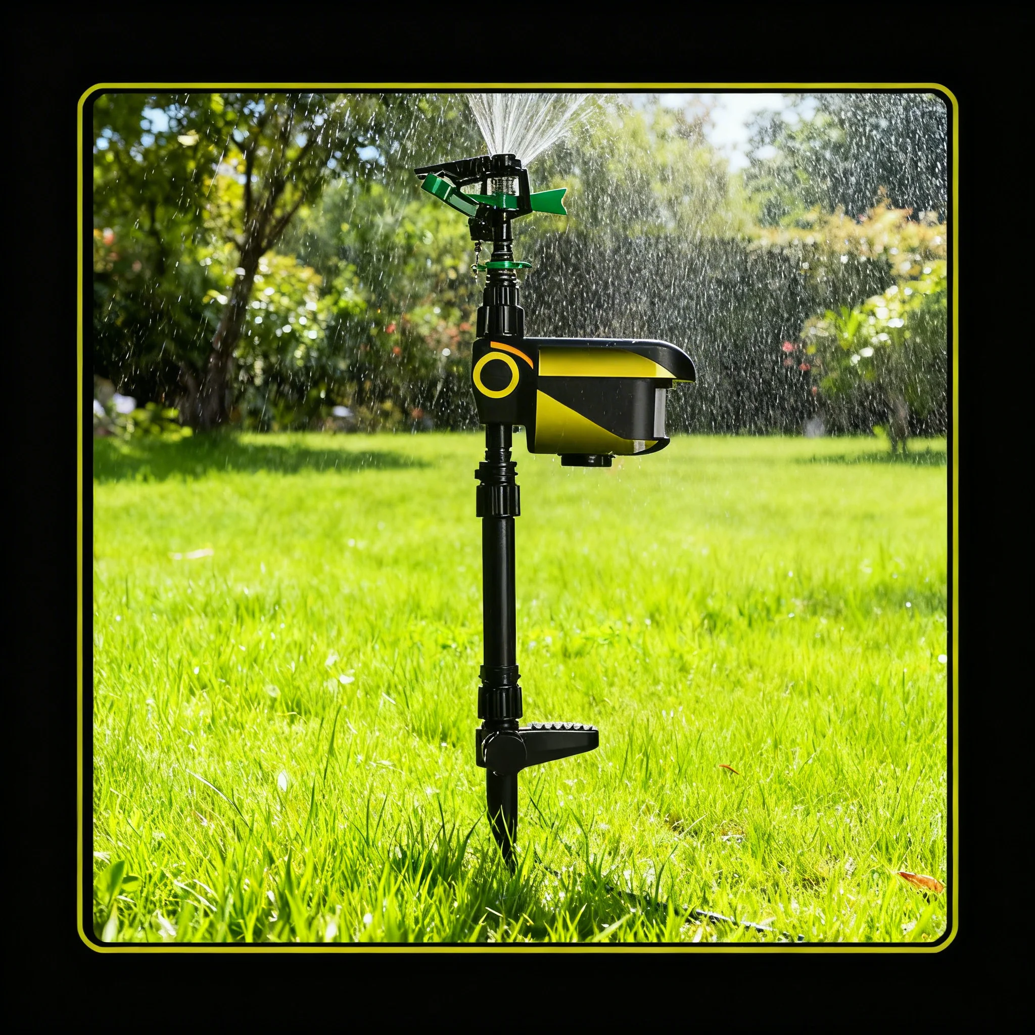1/2pcs Solar Power Motion-Activated Sprinkler Animal Repeller 3 Time Modes Adjustable Spray Angle Sprinkle Distance for Garden F