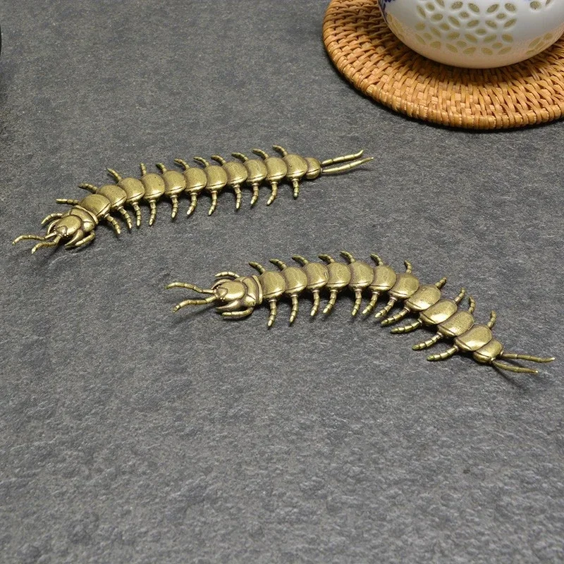 

Antique Bronze Centipede Figurines Ornaments Pure Copper Moveable Simulation Animal Statue Crafts Home Feng Shui Desktop Decors