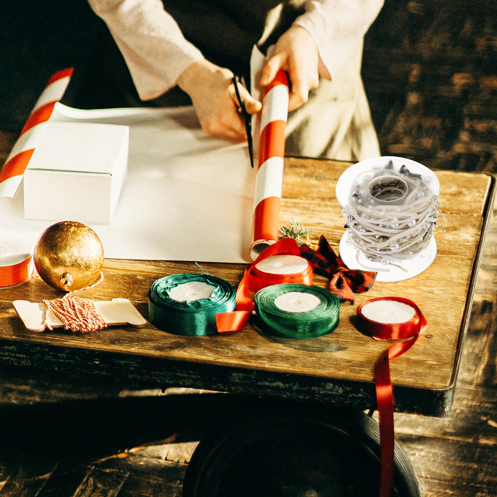 

1 Roll Vintage Style Christmas Ribbon Red Pattern for DIY Gift Boxes Wrapping Craft Making Supplies