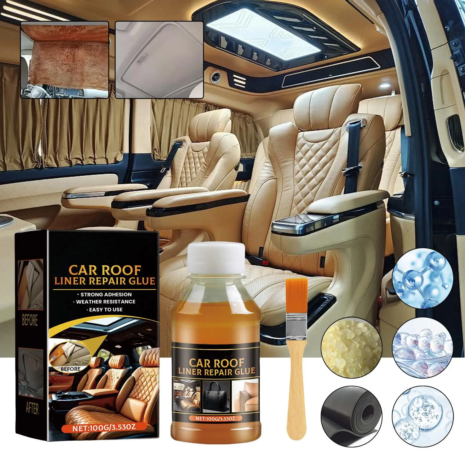 Car Headliner Fabric Glue Artificial Leather Glass Glue All-Purpose Wooden Crafts Adhesive Quick Drying Cloth Roof Repair Glue