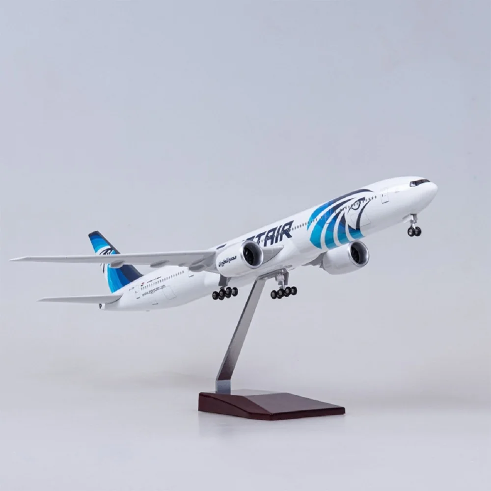 

1:157 Scale 47cm Aircraft B777 Egypt Airways Model Airplanes Building Kit Diecast Resin Souvenir Adult Toy Planes With LED Light