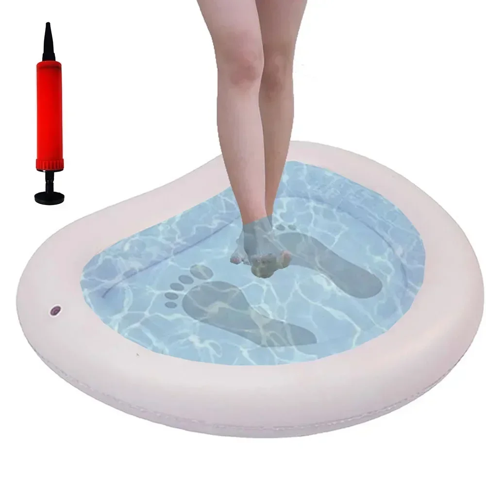 

PVC Inflatable Round Footbath For Swimming Pool Feet Cleaning Sturdy Versatile Blue Portable Basin Soaking Bath Accessories