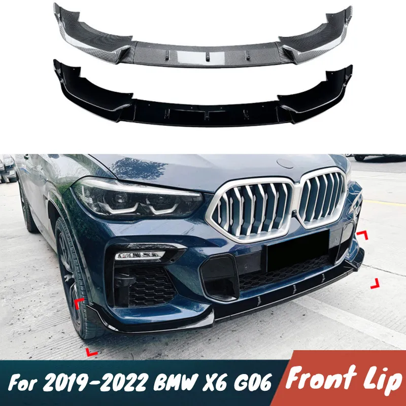 

For 2019-2022 BMW X6 G06 Early M Sport ABS Plastic Car Front Bumper Lip Chin Spoiler Car Bodykit Protection Guard Accessoris