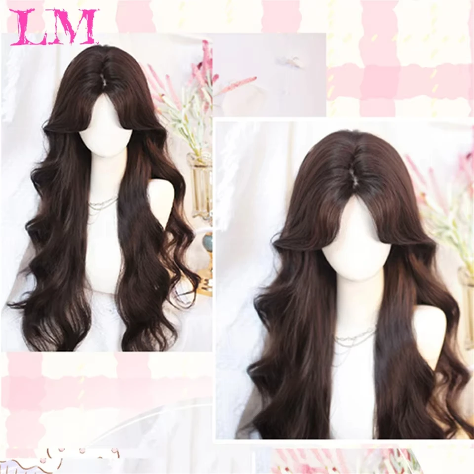 LM Synthetic Wigs For Black Women Long 28 inch Body Wave Wavy Lace Wigs Middle Part Lace Wig Ombre Blonde Brown Cosplay Wigs