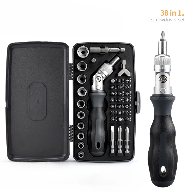 38-in-1 Multi-functional Household Repair Manual Screwdriver Set Combination Kit Ratchet Tool Cross Screwdriver