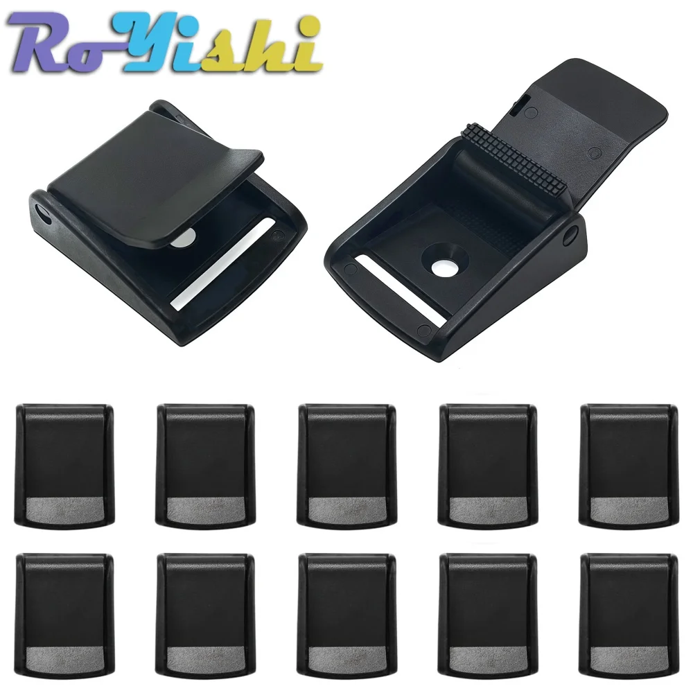 Fivela de câmera de plástico preta 15-50mm, clipe ajustador de correia para colete de animais de estimação, mochila, cinto de bagagem, artesanato diy, acessórios para bolsa de teto de carro