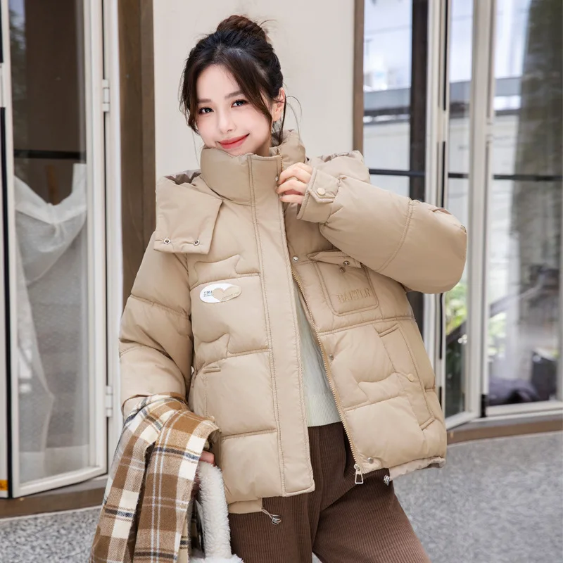 Short Winter New Hooded Loose Thick Student Candy Colored Cotton Jacket Casual Women Parkas