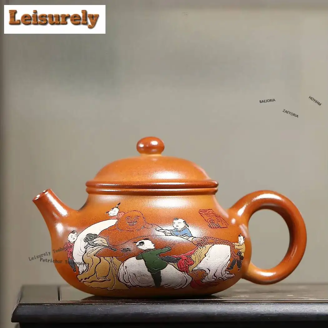 240ml Creative Yixing Purple Clay Teapots Handmade Rongtian Pot Raw Ore Dragon Bone Gold Sand Mud Kettle Zisha Tea Set Cafes