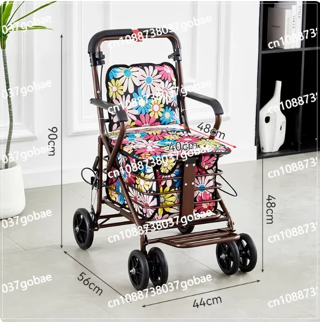 

Walker can push and sit on the old man's help cart, the old man's help trolley folding shopping cart