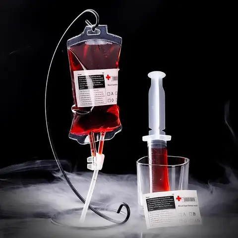 Halloween Blood Bag Drink Bags Creative Cocktail Glasses Cup Edible Plasma Juice Glass Cups Funny Glass Cups Bar Party Accessory