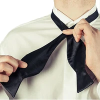 Men's Silk-Blend Satin Self-Tie Bow Tie – Adjustable Vintage Solid Bow Tie, Black / Blue