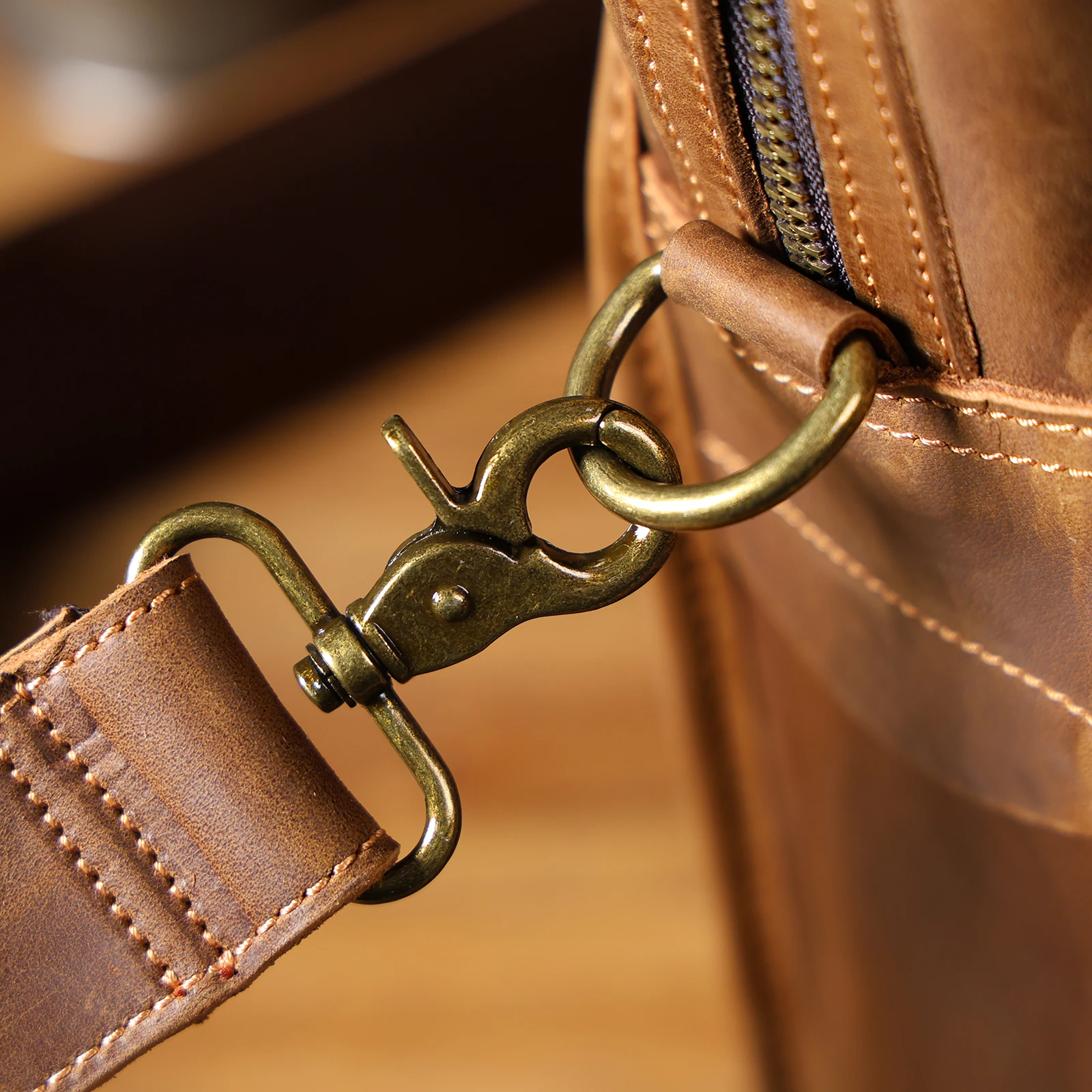 Vintage Echtleder Herren-Aktentasche 14" Laptop-Tasche Crazy Horse Leder Messenger-Handtasche Rindsleder Geschenkidee für Männer – Detail 28