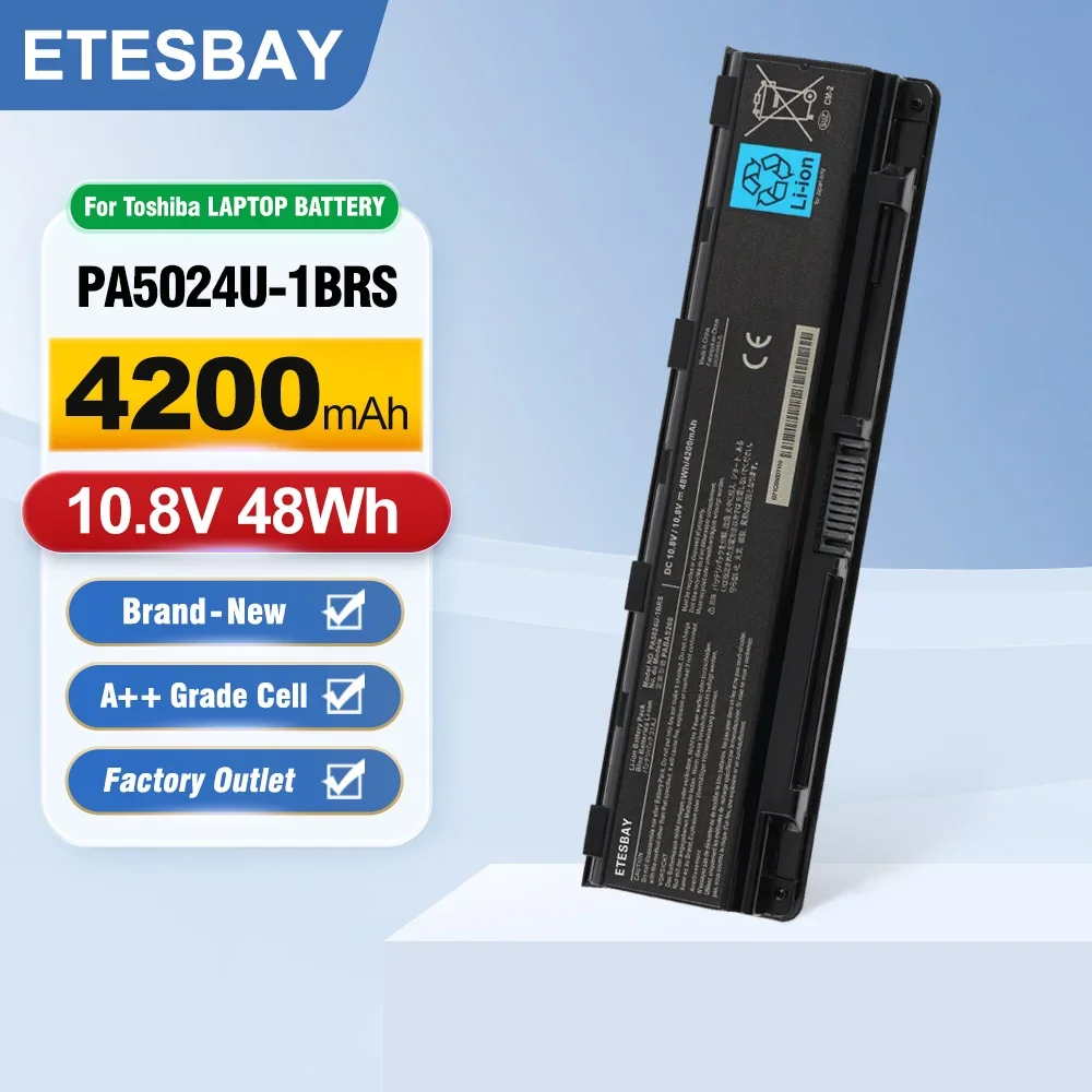 ETESBAY PA5024U-1BRS 48WH Laptop Battery For Toshiba Satellite C800 C850 C870 L800 L830 L850 L855 PA5025U PABAS260 PABAS262 48WH