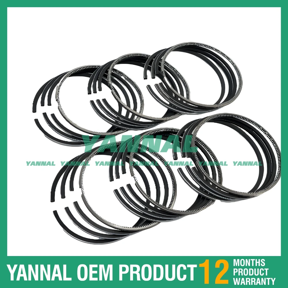 Premium quality 6PCS Piston Rings Set For Isuzu 6HE1-4 Excavator Engine Parts