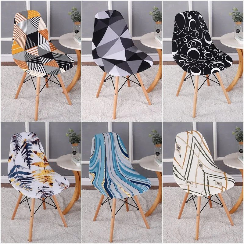 1pc Elastic Shell Chair Cover Geometric Spandex Seat Slipcover Anti-dirty Chair Coushion Hotel Restaurant Wedding Dining Room