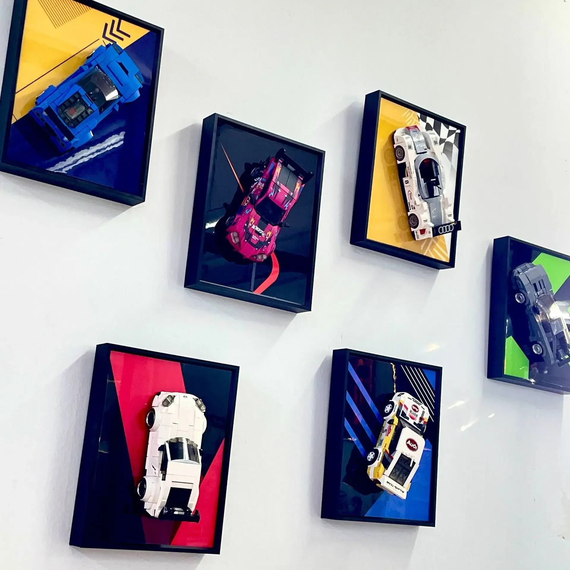 إطار صور ثلاثي الأبعاد إطار معدني + قاعدة خشبية لمقياس 1:32 سيارة رياضية اللبنات ألعاب سباق الجسيمات الصغيرة