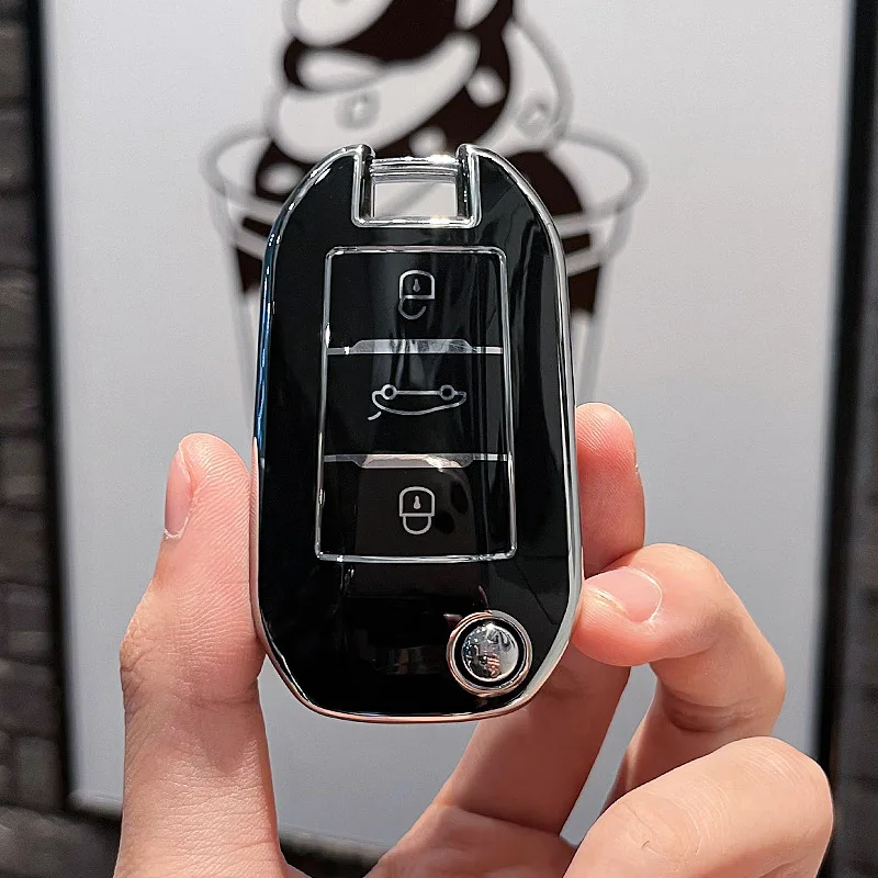 

TPU Car Flip Key Case Cover Shell For Peugeot 208 308 T9 508 2008 For Citroen C4 For Opel Corsa Crossland X Auto Accessories