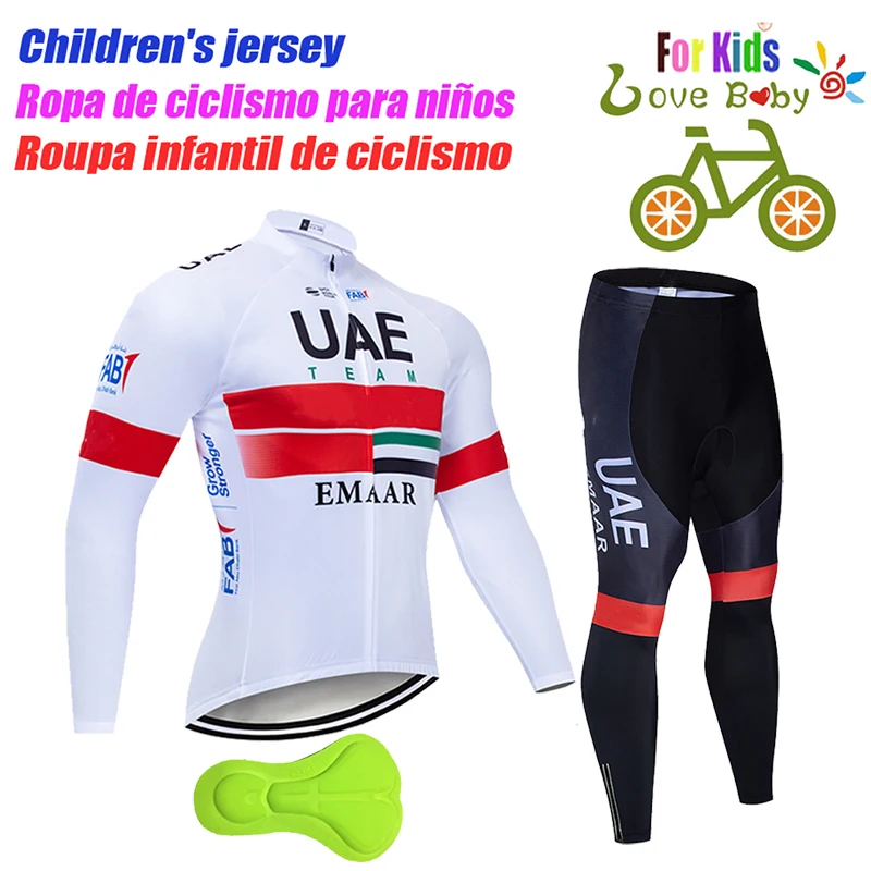 UAE 2023 Kids Cycling Clothing Boy Long Sleeve Jersey Set Children Outdoor Jacket Uniform Ropa Ciclismo Bike Clothes Breathable