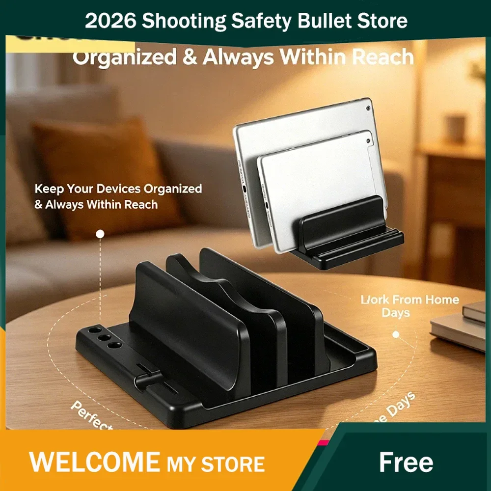 

Stable Desktop Space-Saving Vertical Laptop Stand, Multi-Purpose Notebook & Tablet New