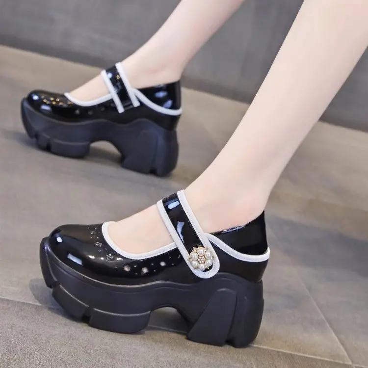 Simple Mary Jane Women Shoes Spring/Summer 2026 New French Chunk Heels Loafers Versatile Height-increasing Platform Ladies Pumps