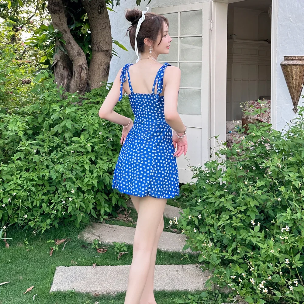 Costume da bagno intero floreale femminile 2025 Corea Costumi da bagno Donna Costumi da bagno a fascia Estate Abbigliamento da spiaggia Bagnante Monokini Piscina