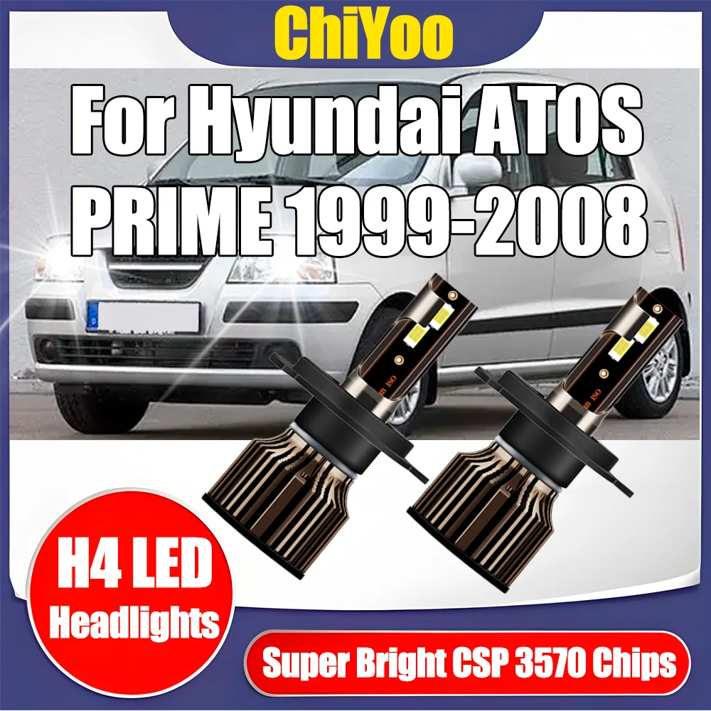 

2PCS Plug and Play H4 LED Headlights 20000LM Headlamps 6500K White Car Headlamps 3570 csp chips For Hyundai ATOS PRIME 1999-2008
