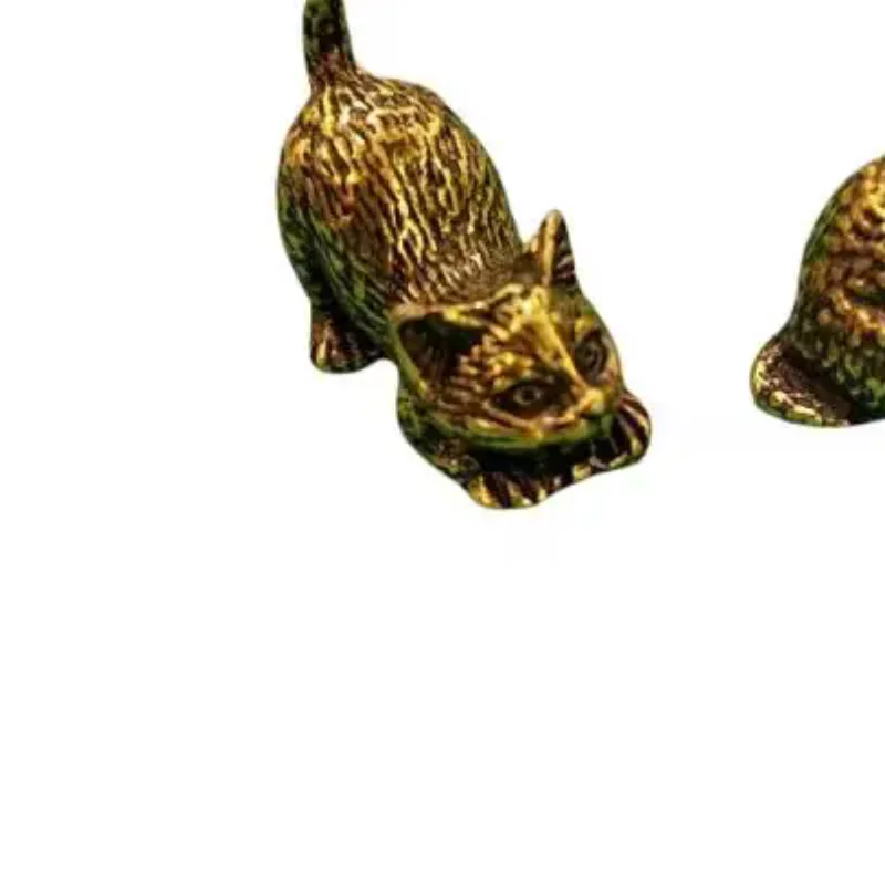 Vintage Bronze Cat Statue With Textured Details And Retro Finish Perfect For Home Tabletop Decor