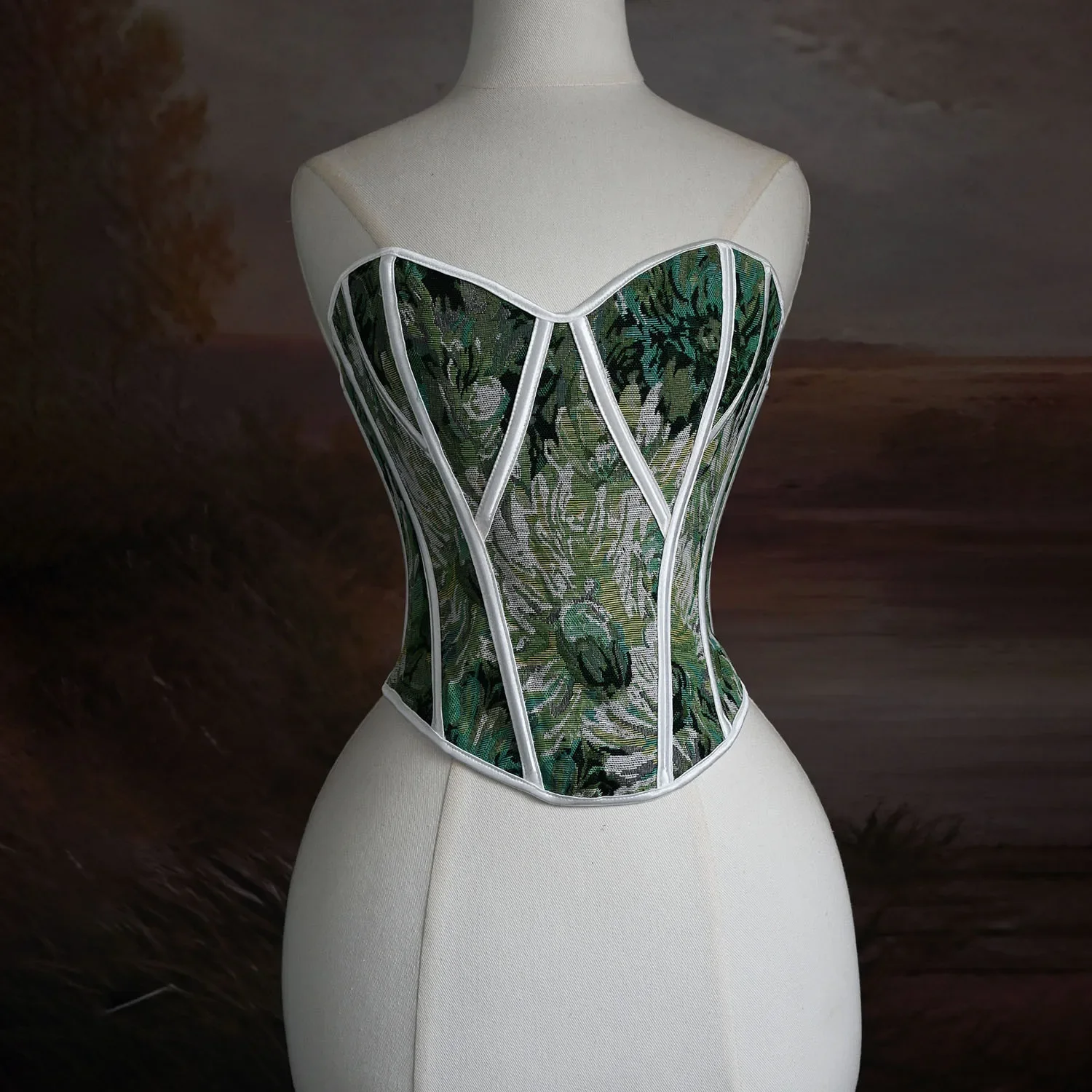 

Tight Women Corset Overbust Shaping Bustier Tops Vintage Bodices Slimm Waist Floral Print Strapless Tube Crops Tummy Control