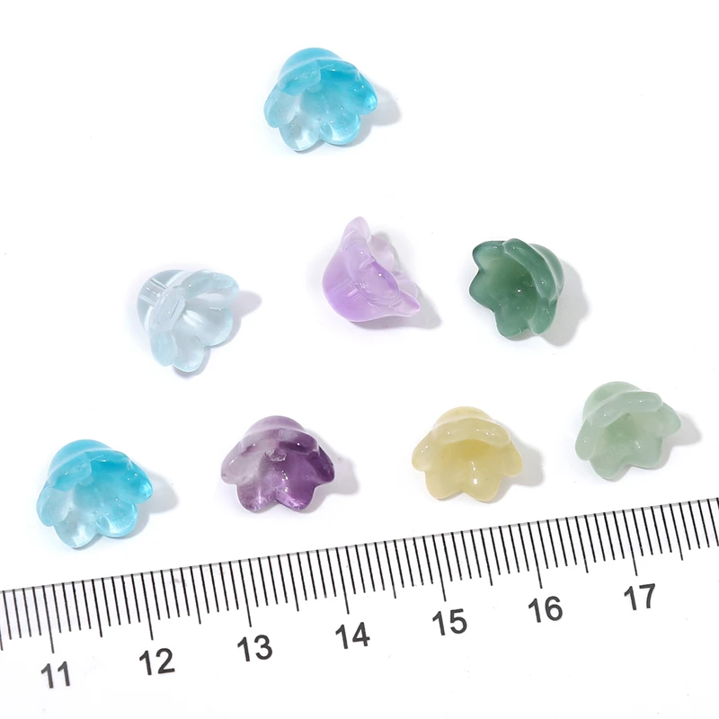 

10pcs Beads Gradient Bell Orchid Flower Crystal Glass Beads for DIY Jewelry Making Hairpin Earring Bracelet Handmade Accessories