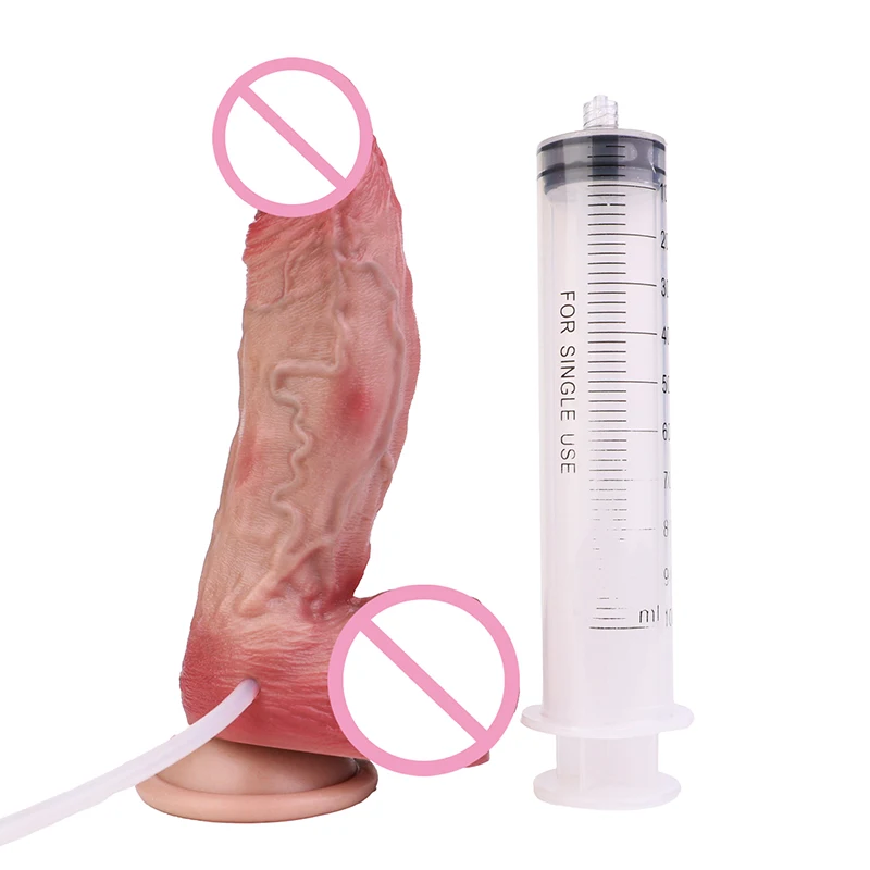 19.7*4.6cm 1SET Narrow Glans Big Dick Squirt Dildo Realistic Spray Penis Nude Silicone Women Masturbator Sex Toys for Lady Gay
