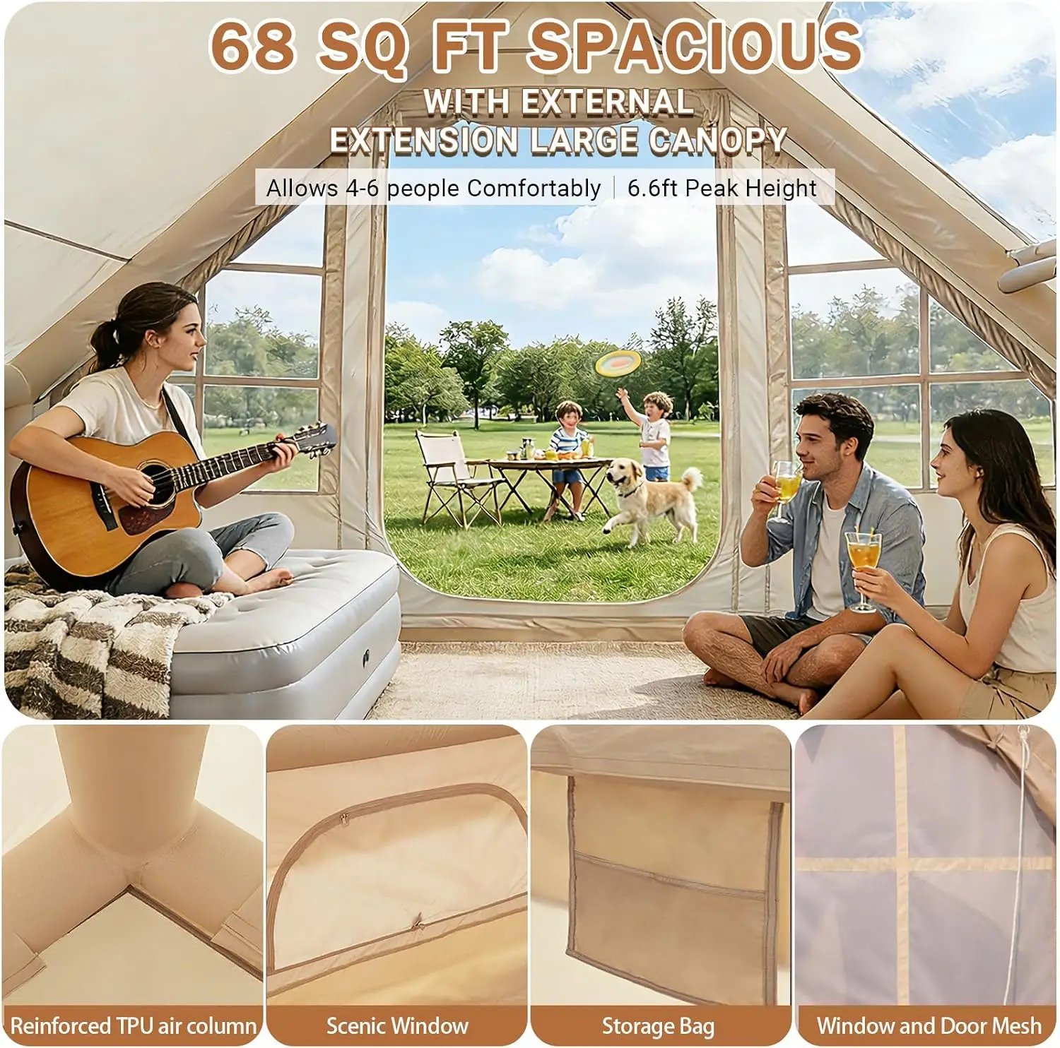 Camping Inflatable Tents Glamping Blow Up Tent Pump