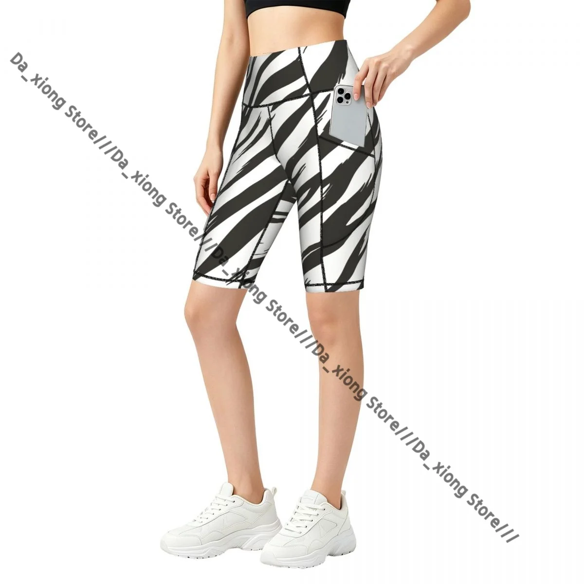 Comfortable Stretchy Yoga Shorts Funny Zebra Skin Women Gym Exercise Sports Trousers