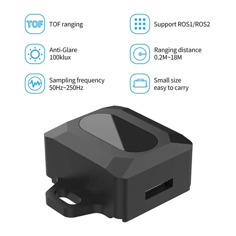 【RECOMENDAR】SDM18 TOF Range 18M وحدة استشعار مدى الليزر المضادة للوهج 60Klux لـ ROS لـ ROS2